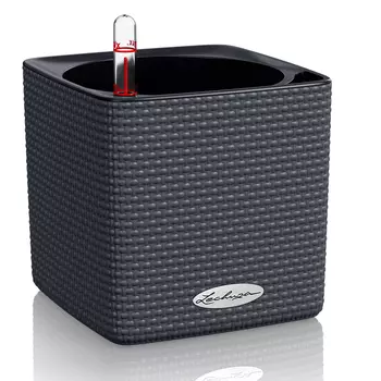 Кашпо с автополивом Lechuza Cube Color серый 14x14x14 см