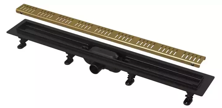 Душевой лоток «AlcaPlast» APZ10BLACK-650BRASS боковой выпуск бронза