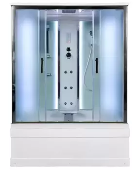 Душевой бокс «Deto» EM-4516 LED 160/85 с ванной матовый/белый с гидромассажем с электрикой