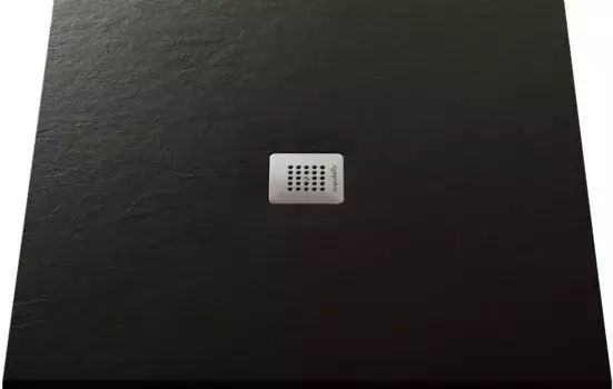 Душевой поддон «Acquabella» Base Slate 90/90 тонкий из литьевого мрамора квадратный с сифоном Negro