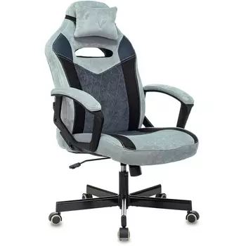 Кресло игровое Zombie VIKING 6 KNIGHT Fabric голубой с подголов. крестовина металл