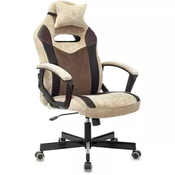 Кресло игровое Zombie VIKING 6 KNIGHT Fabric коричневый/бежевый с подголов. крестовина металл