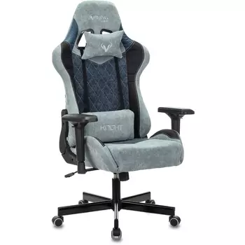 Кресло игровое Zombie VIKING 7 KNIGHT Fabric голубой текстиль/эко.кожа с подголов. крестовина металл