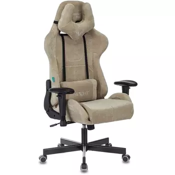 Кресло игровое Zombie VIKING KNIGHT Fabric песочный Light-21 с подголов. крестовина металл