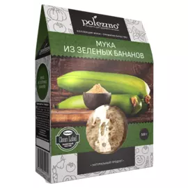 Мука из зеленых бананов, 500 г, Polezzno