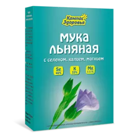 Мука льняная с селеном, калием, магнием, 300 гр, Компас Здоровья