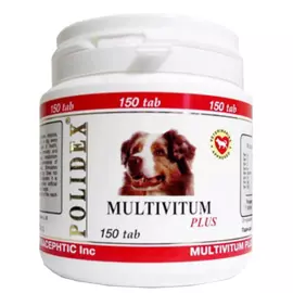 Multivitum plus для собак сбалансированная витаминно-минеральная подкормка профилактика авитоминоза, 150 таблеток, POLIDEX