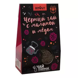 Напиток сухой чайный "Черный чай с малиной и мёдом", 60 г, Алфит
