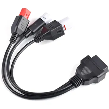 3-контактный + 4-контактный + 6-контактный диагностический кабель OBD для мотоцикла, 4-контактный кабель, 3-контактный OBD2, 6-контактный 3 в 1 мужской адаптерный кабель, диагностический кабель для мотоцикла 30cm,1 to 2 чёрный