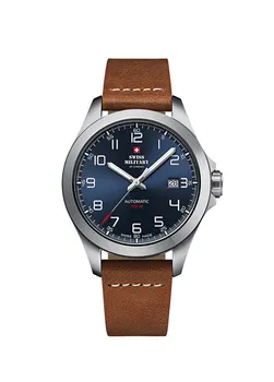 Sma34077.03 кожаные мужские наручные часы Swiss Military By Chrono, серебряный