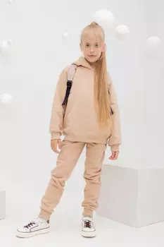 Брюки для девочек CROCKID, КР 400590, цвет - бежевый