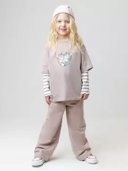 Брюки для девочек CROCKID, КР 400842, цвет - кофейный