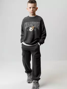 Брюки для мальчиков CROCKID, КР 400854, цвет - темно-серый