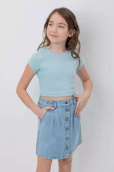 Футболка для девочек CROCKID, К 302049, цвет - голубой
