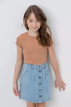 Футболка для девочек CROCKID, К 302049, цвет - коричневый