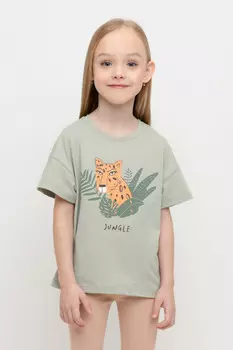 Футболка для девочек CROCKID, К 302349, цвет - хаки
