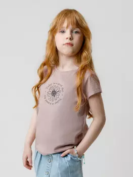 Футболка для девочек CROCKID, КП 302763, цвет - коричневый