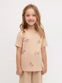 Футболка для девочек CROCKID, КР 302664, цвет - бежевый