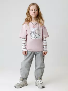 Футболка для девочек CROCKID, КР 302828, цвет - розовый