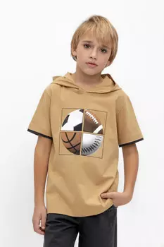 Футболка для мальчиков CROCKID, КР 302305, цвет - коричневый