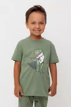 Футболка для мальчиков CROCKID, КР 302701, цвет - хаки