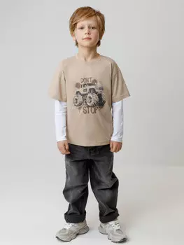 Футболка для мальчиков CROCKID, КР 302779, цвет - бежевый