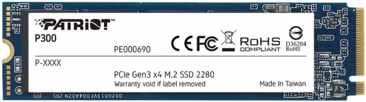 Твердотельный накопитель (SSD) Patriot 128Gb P300, 2280, M.2, NVMe (P300P128GM28)