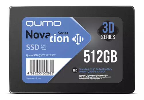 Твердотельный накопитель (SSD) Qumo 512Gb Novation, 2.5", SATA3 (Q3DT-512GSCY) Bulk (OEM)