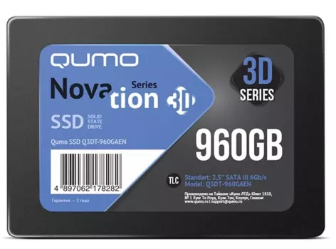Твердотельный накопитель (SSD) Qumo 960Gb Novation 3D TLC, 2.5", SATA3 (Q3DT-960GSCY)