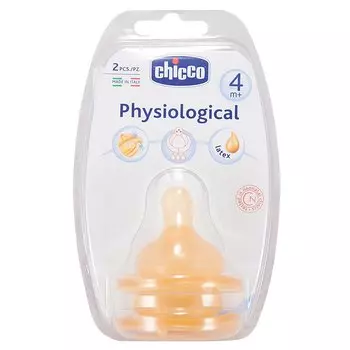 Chicco Well-Being Соска латексная физиологичная 4+ быстрый поток 2 шт