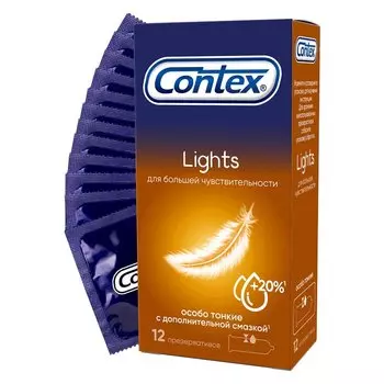 Contex Lights Презервативы тонкие с дополнительной смазкой 12 шт