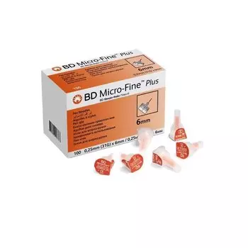 BD Микро-Файн Плюс Иглы для шприц-ручки 0,25 мм х 6 мм 31G 100 шт
