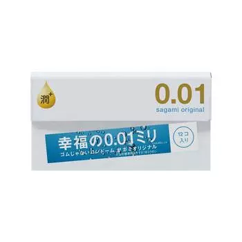 Sagami Original 0.01 EXTRA LUB - 12 шт. Полиуретановые презервативы с дополнительной смазкой