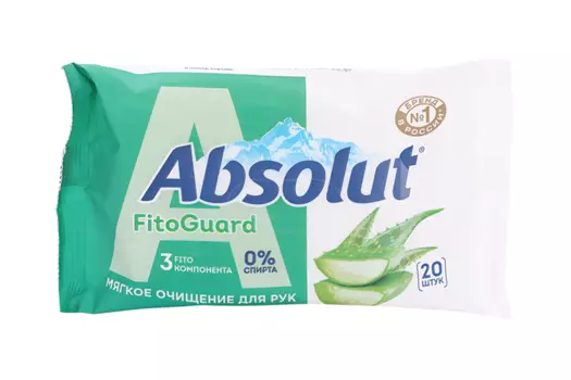 Салфетки Absolut FitoGuard алоэ влажные, 20 шт