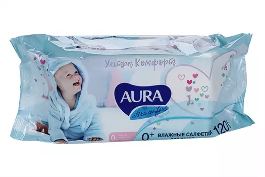 Салфетки Аура влажн дет Ультра комфорт, 120 шт