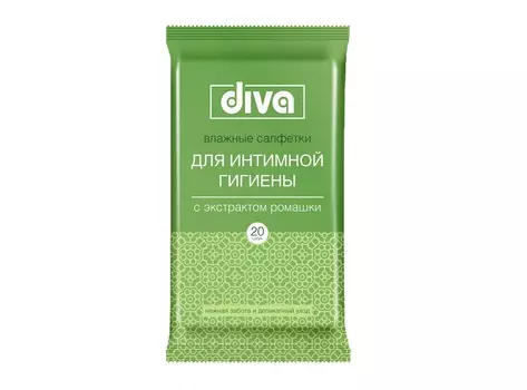 Салфетки Дива д/интимн гигиены влажн с экстрактом ромашки, 20 шт
