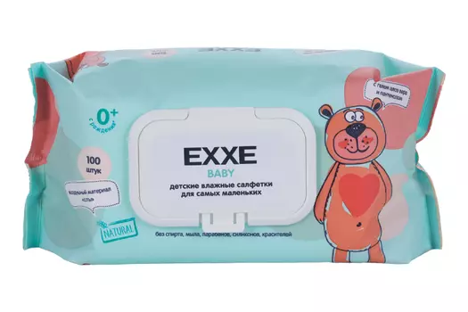 Салфетки Exxe Baby влажные д/детей (0+), 100 шт