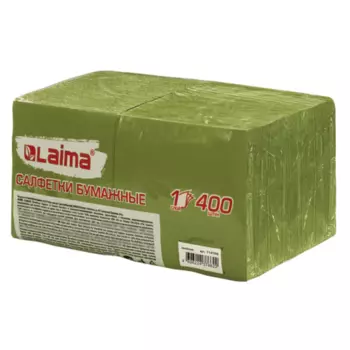 Салфетки Laima 100% целлюлоза бумажные зеленые 24 х24 см, 400 шт