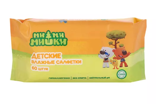 Салфетки Ми-Ми-Мишки влаж детск, 60 шт