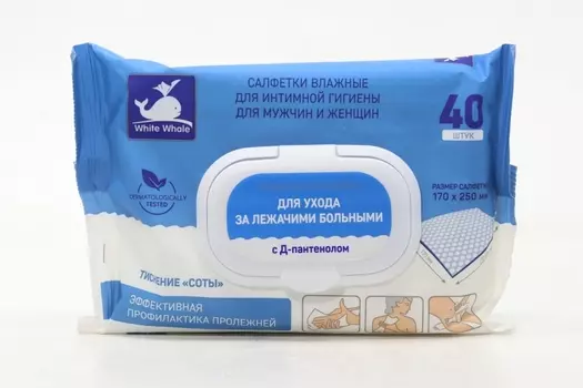 Салфетки White Whale влажн экстракт каланхоэ д/интим гигиен муж/женщ, 40 шт