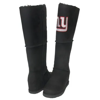 Женские черные замшевые сапоги до колена Cuce New York Giants