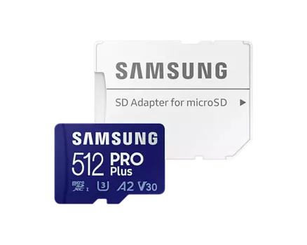 Карта памяти 512Gb microSDXC Samsung PRO PLUS Class 10 UHS-I U3 V30 A2 + адаптер (MB-MD512KA/APC)