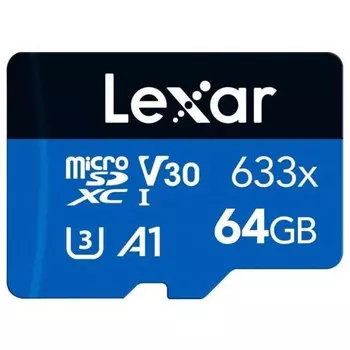 Карта памяти 64Gb microSDXC Lexar High-Performance Class 10 UHS-I U3 V10 A1 (LMS0633064G-BNNNG)
