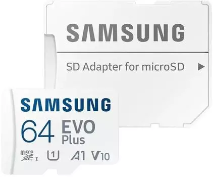 Карта памяти 64Gb microSDXC Samsung EVO Plus Class 10 UHS-I U1 V10 A1 + адаптер (MB-MC64SA/CN)