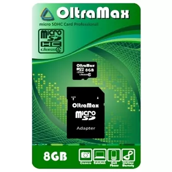 Карта памяти 8Gb microSDHC OltraMax Class 4 + адаптер