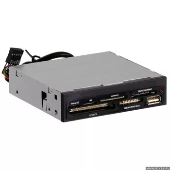 Картридер Ginzzu внутренний, мультиформатный, USB 2.0, черный (GR-136UB)