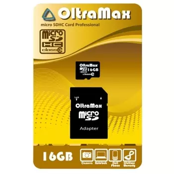 Карта памяти 16Gb microSDHC OltraMax Class 10 + адаптер
