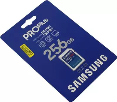 Карта памяти 256Gb SDXC Samsung PRO Plus Class 10 UHS-I U3 V30 A2 (MB-SD256S/APC/EU)