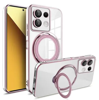 Чехол-кронштейн для Redmi Note 13 Pro Plus 4G 5G Xiaomi Poco X6 Pro X6 13T Magsafe Прозрачная подставка с кольцом Беспроводная зарядка Магнитный чехол for Note13Pro Plus темно-зеленого