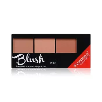 Румяна для лица Farres Blush 3 оттенка + кисть 01 Коричневый / розово-коричневый 11г